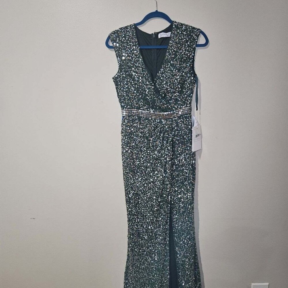 Mac Duggal Sequin Dress! Beautiful Green! Size 4